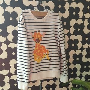 Striped Sweater with Giraffe Design